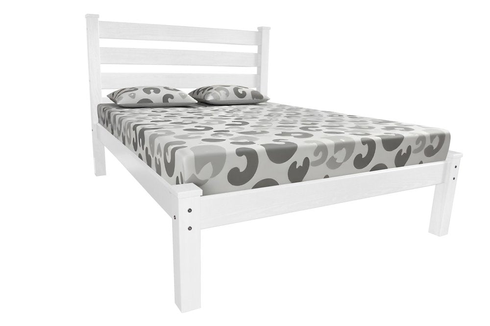 White Solid Wood Queen Bed Frame