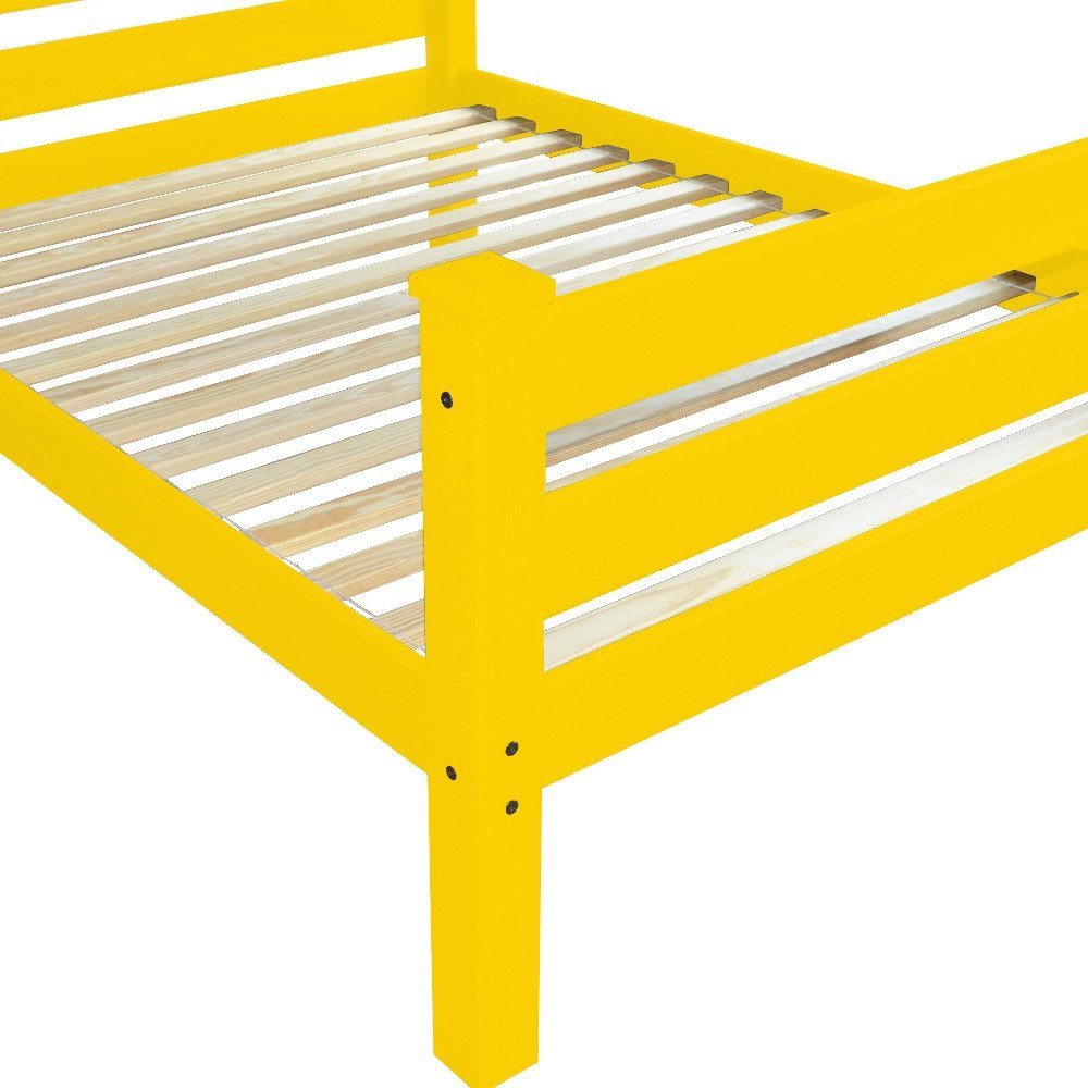 Canary Yellow Solid Wood Twin Bed Frame