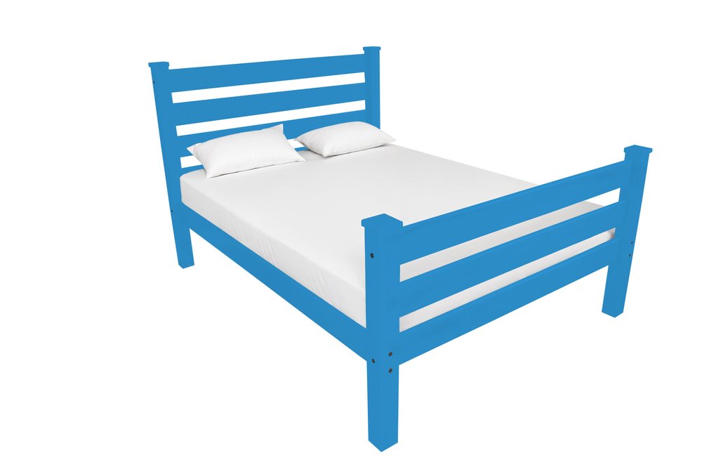 Caribbean Blue Solid Wood Twin Bed Frame