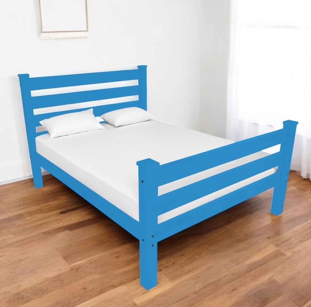 Caribbean Blue Solid Wood Twin Bed Frame