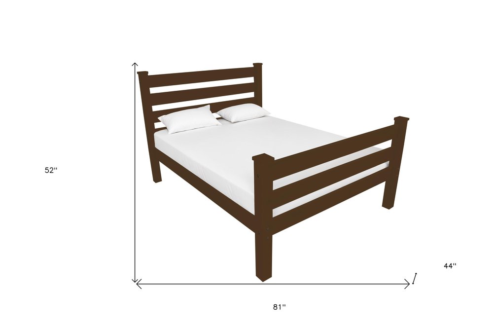 Coffee Solid Wood Twin Bed Frame