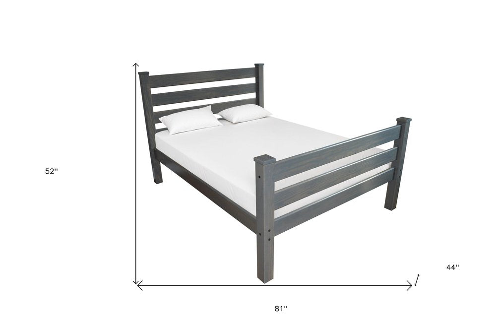 Gray Solid Wood Twin Bed Frame