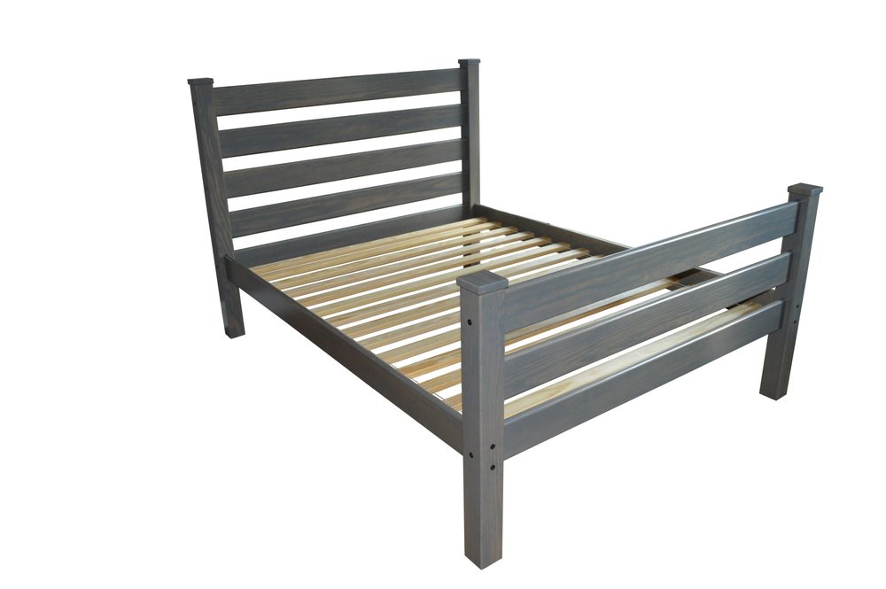 Gray Solid Wood Twin Bed Frame