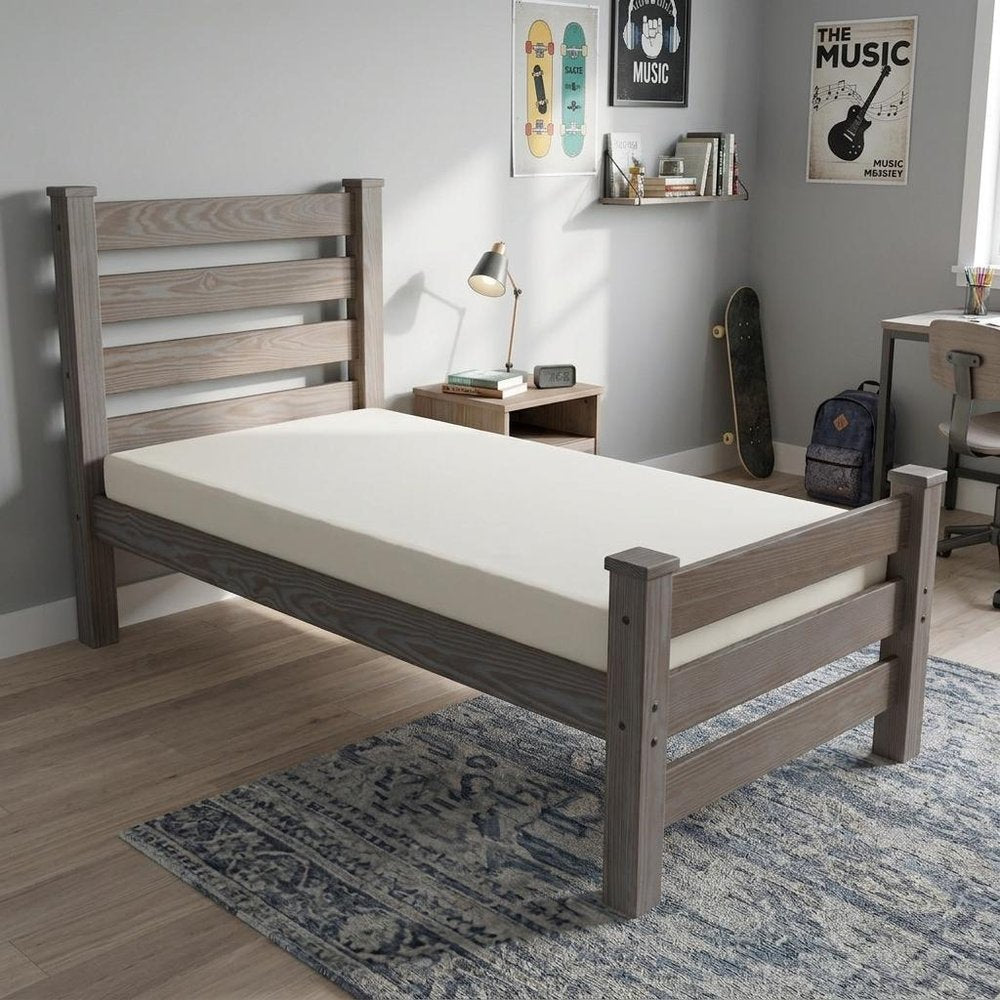 Gray Solid Wood Twin Bed Frame