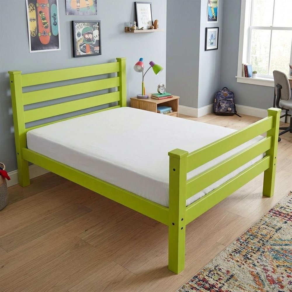 Lime Green Solid Wood Twin Bed Frame