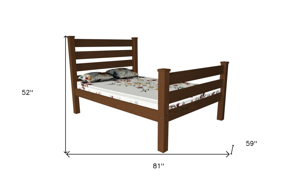 Brown Solid Wood Full Bed Frame