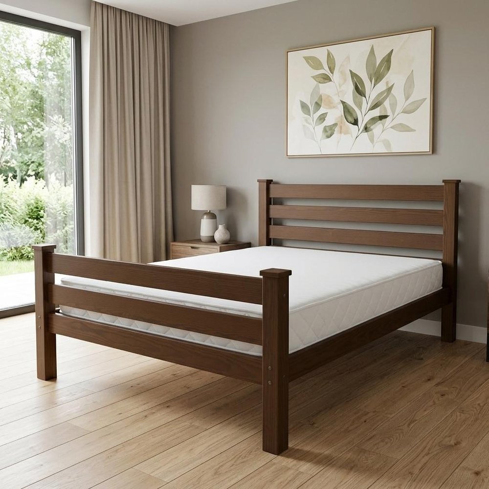 Brown Solid Wood Full Bed Frame