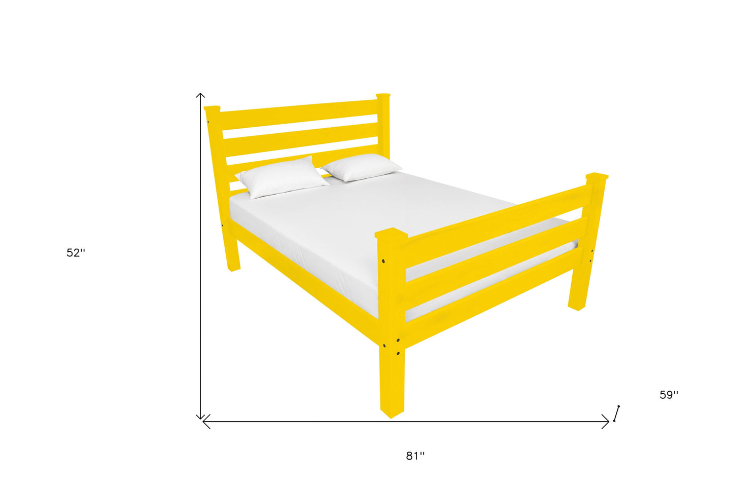 Canary Yellow Solid Wood Full Bed Frame