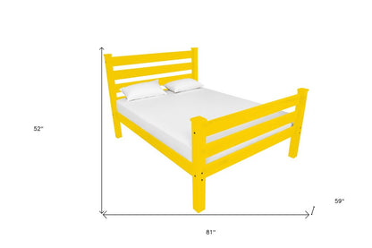 Canary Yellow Solid Wood Full Bed Frame