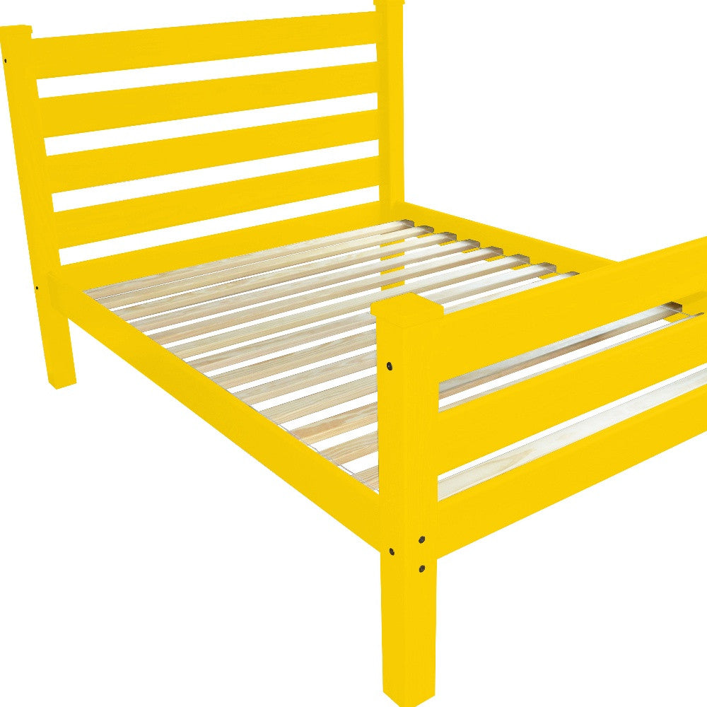Canary Yellow Solid Wood Full Bed Frame
