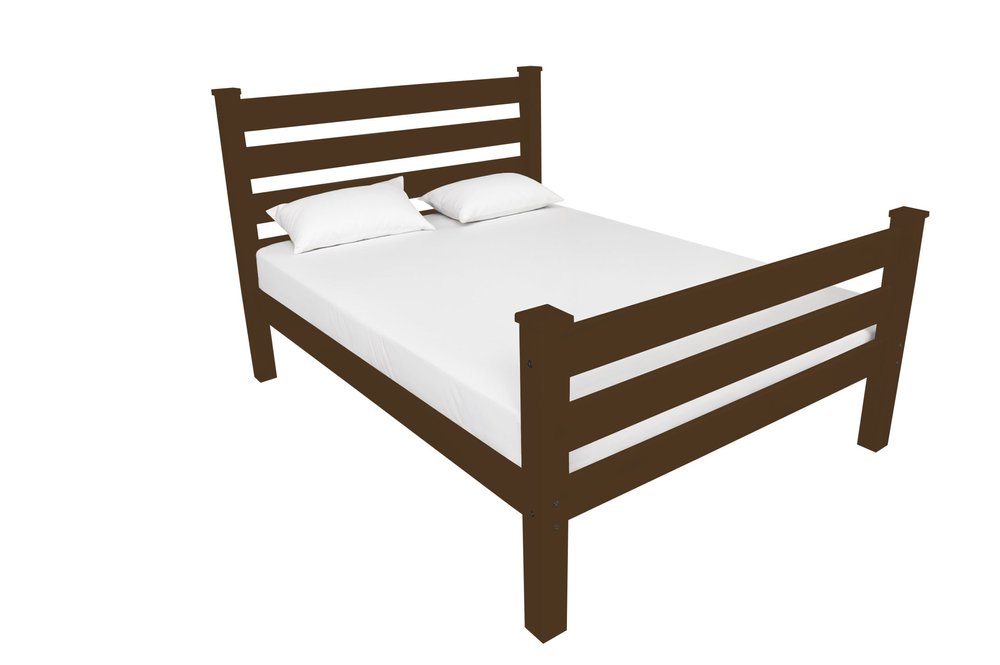 Coffee Solid Wood Full Bed Frame