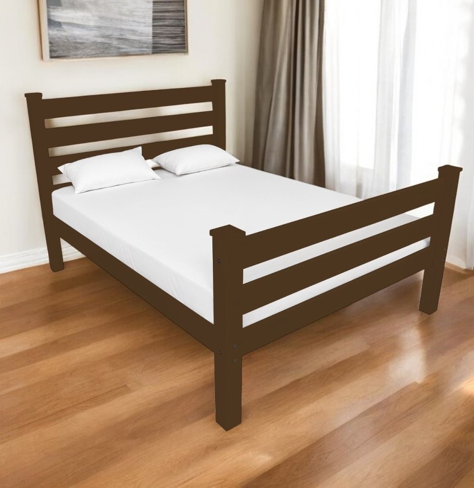 Coffee Solid Wood Full Bed Frame