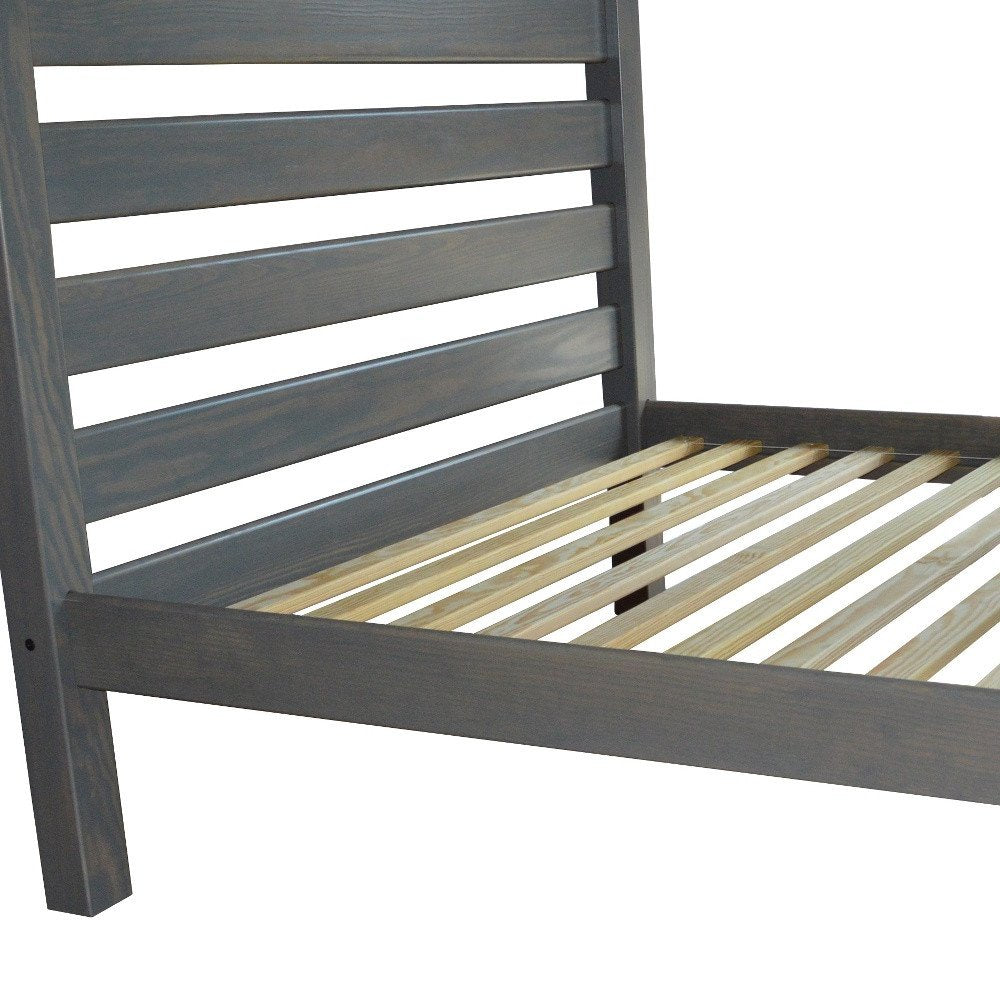 Gray Solid Wood Full Bed Frame