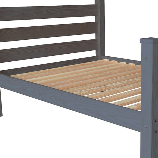 Gray Solid Wood Full Bed Frame
