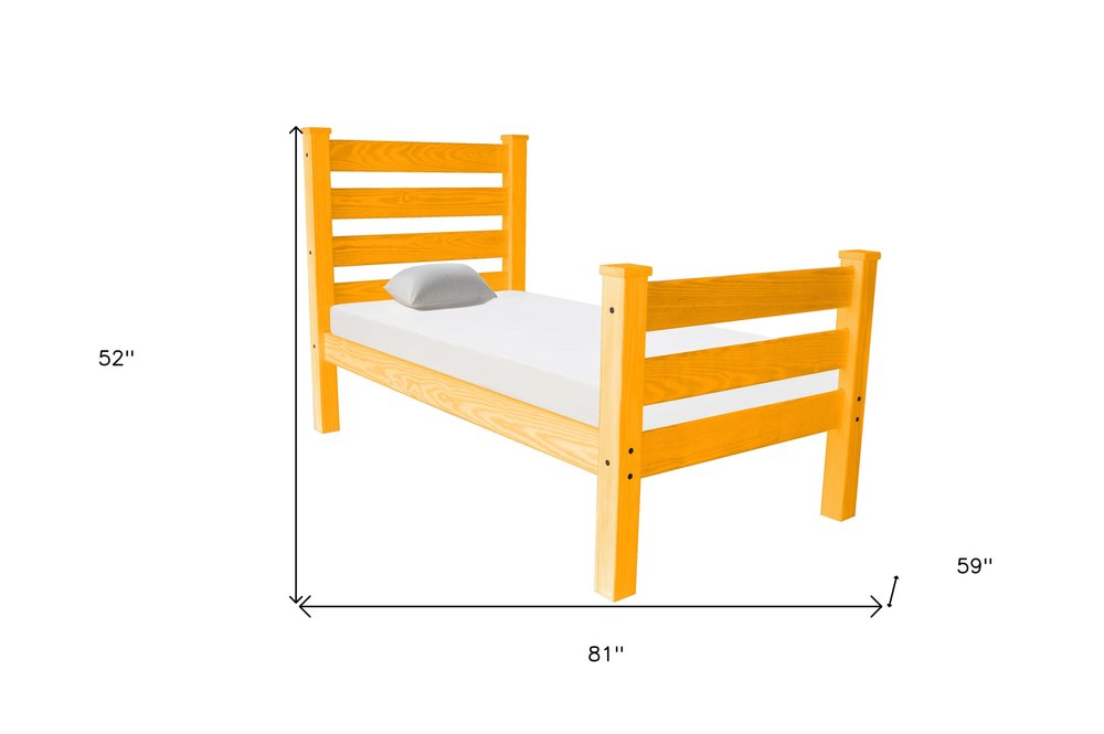 Orange Solid Wood Full Bed Frame