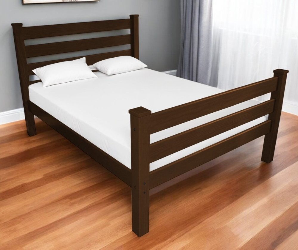 Brown Solid Wood Queen Bed Frame