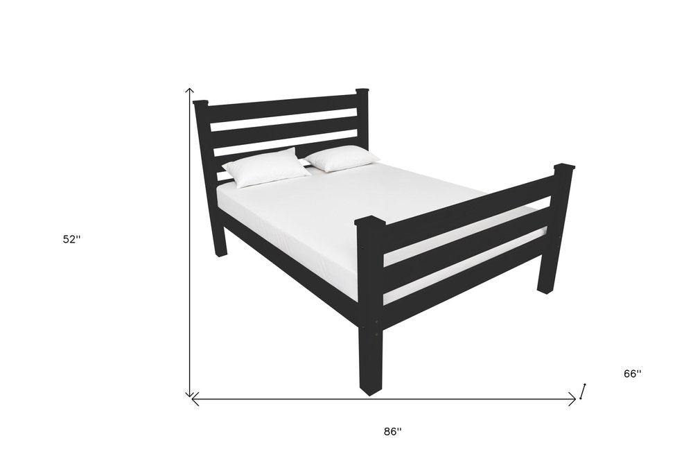 Black Solid Wood Queen Bed Frame
