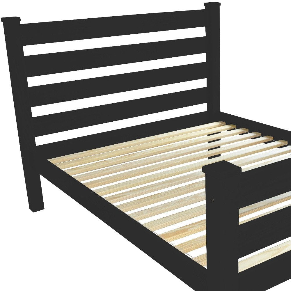 Black Solid Wood Queen Bed Frame