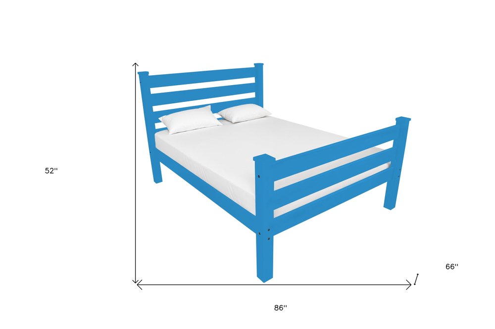 Caribbean Blue Solid Wood Queen Bed Frame