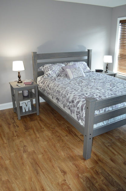 Gray Solid Wood Queen Bed Frame