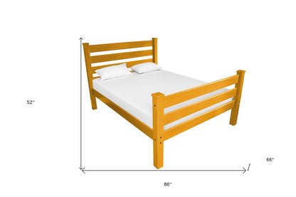 Orange Solid Wood Queen Bed Frame