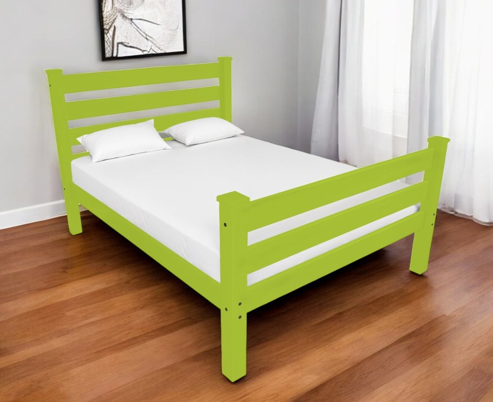 Lime Green Solid Wood Queen Bed Frame