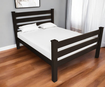 Brown Solid Wood Queen Bed Frame