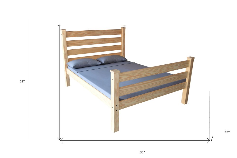 Natural Solid Wood Queen Bed Frame