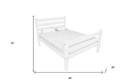 White Solid Wood Queen Bed Frame