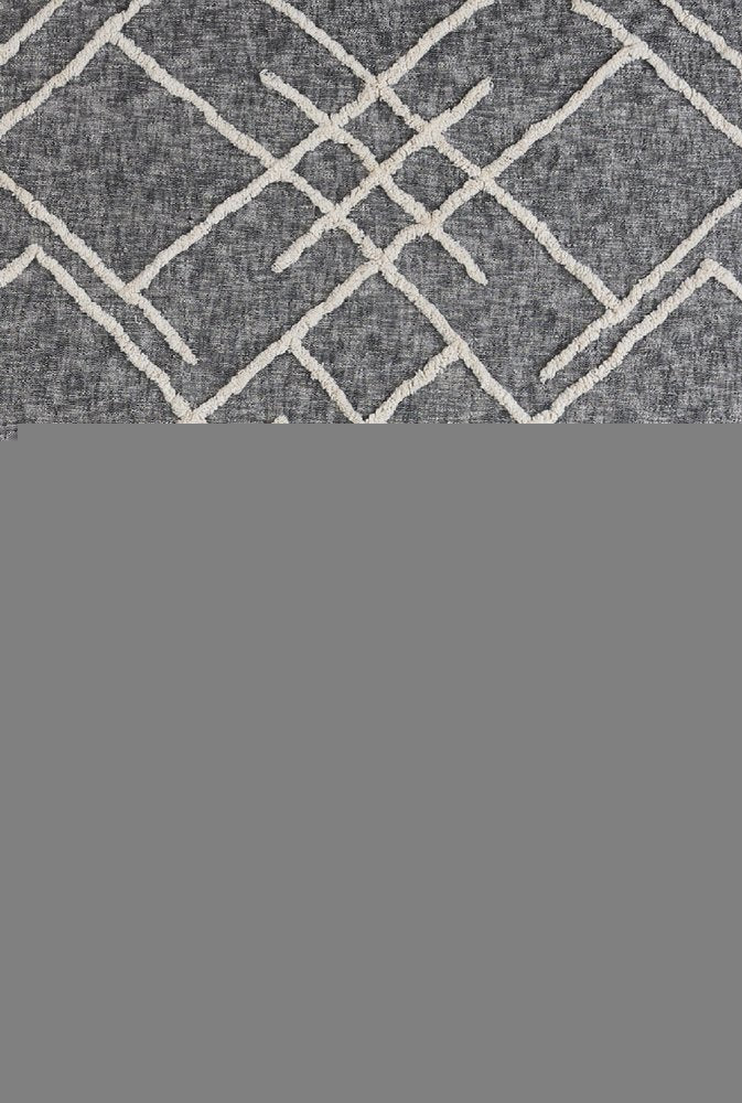 Charcoal and Off White Geometric Twin Cotton Coverlet With Fringe