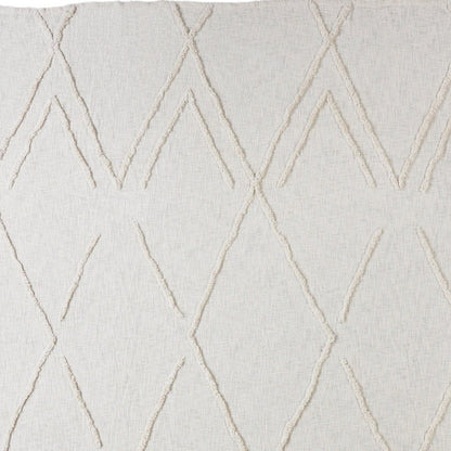 Ivory Geometric Queen Cotton Coverlet