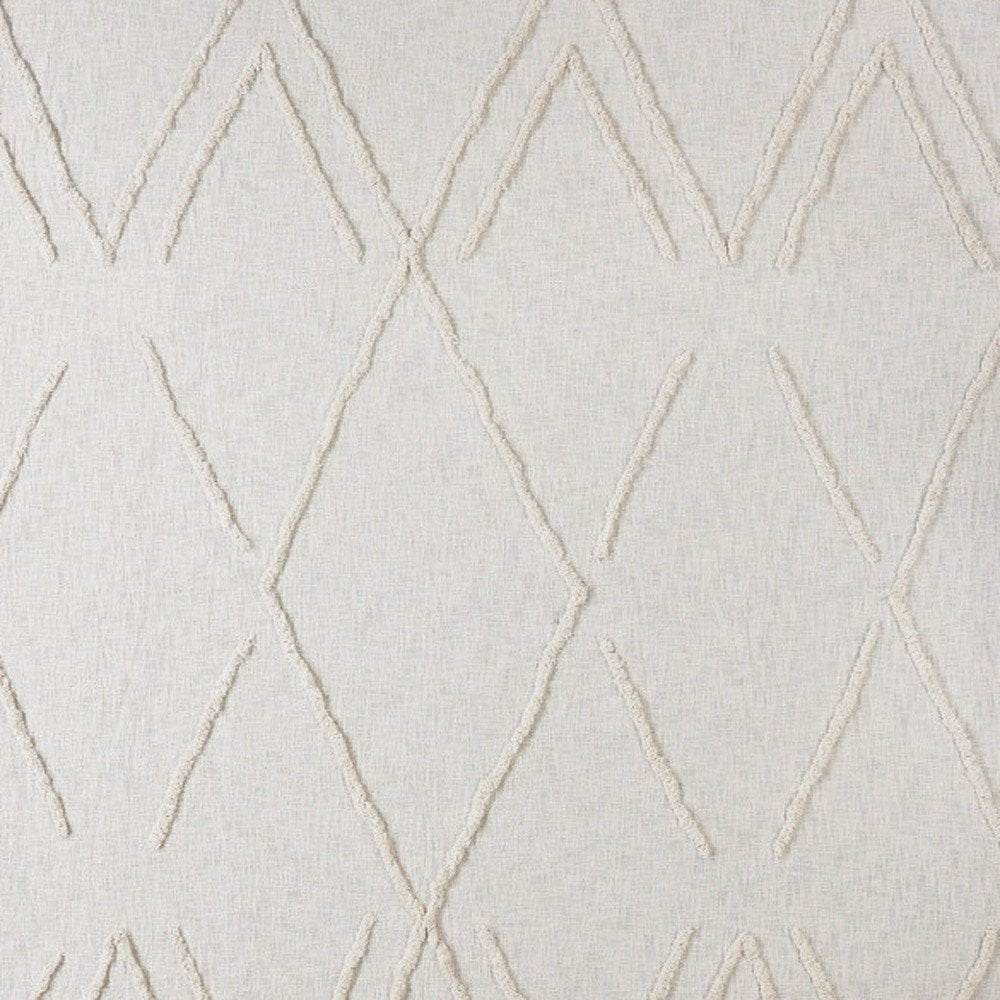 Ivory Geometric Queen Cotton Coverlet