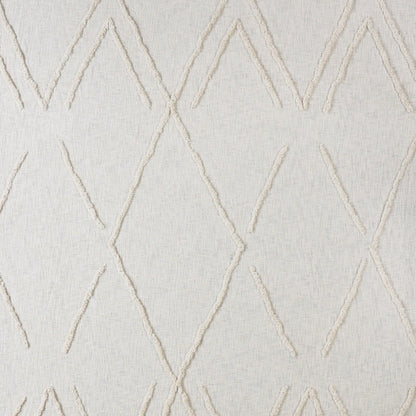 Ivory Geometric King Cotton Coverlet With Fringe