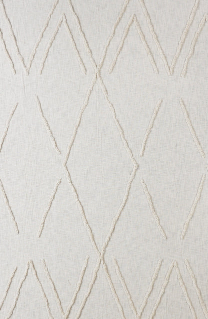 Ivory Geometric King Cotton Coverlet With Fringe