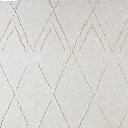 Ivory Geometric King Cotton Coverlet With Fringe