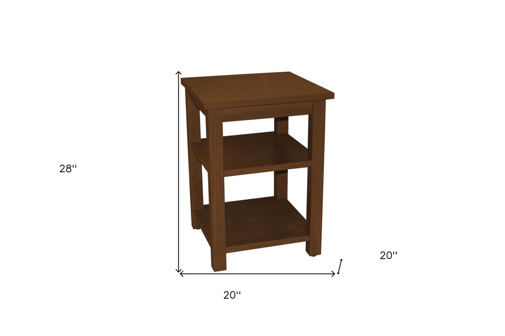 28" Brown Solid Wood Nightstand
