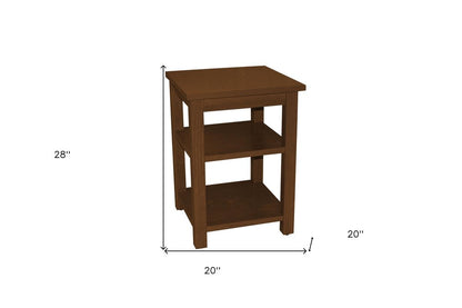 28" Brown Solid Wood Nightstand