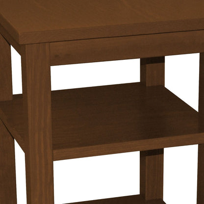 28" Brown Solid Wood Nightstand