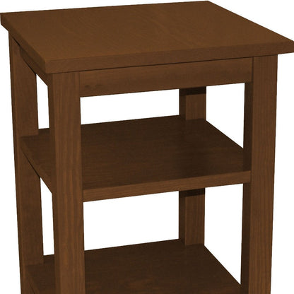 28" Brown Solid Wood Nightstand