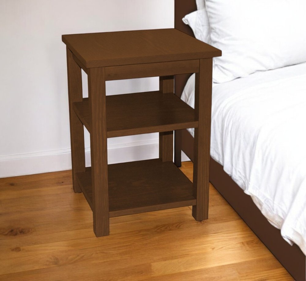 28" Brown Solid Wood Nightstand