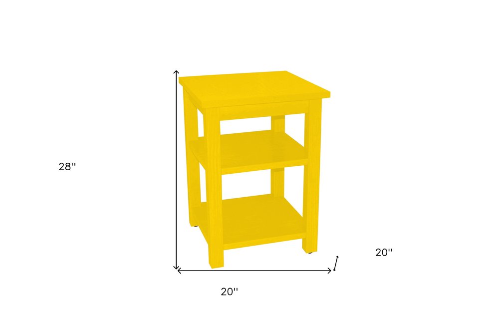 28" Yellow Solid Wood Nightstand