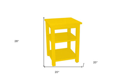28" Yellow Solid Wood Nightstand