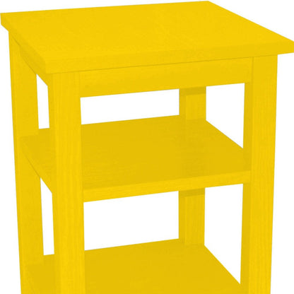 28" Yellow Solid Wood Nightstand