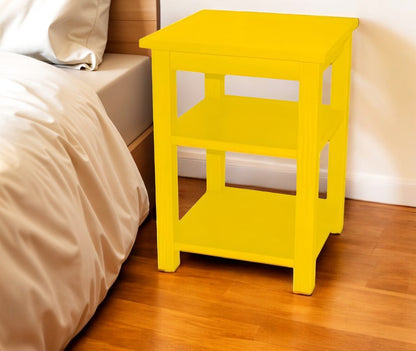 28" Yellow Solid Wood Nightstand