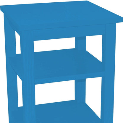 28" Blue Solid Wood Nightstand