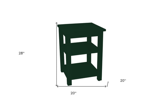 28" Dark Green Solid Wood Nightstand