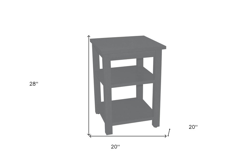 28" Gray Solid Wood Nightstand