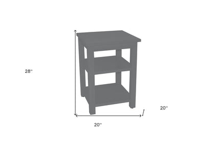 28" Gray Solid Wood Nightstand