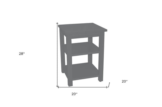 28" Gray Solid Wood Nightstand