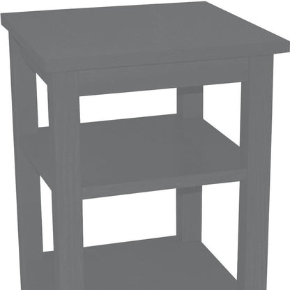 28" Gray Solid Wood Nightstand